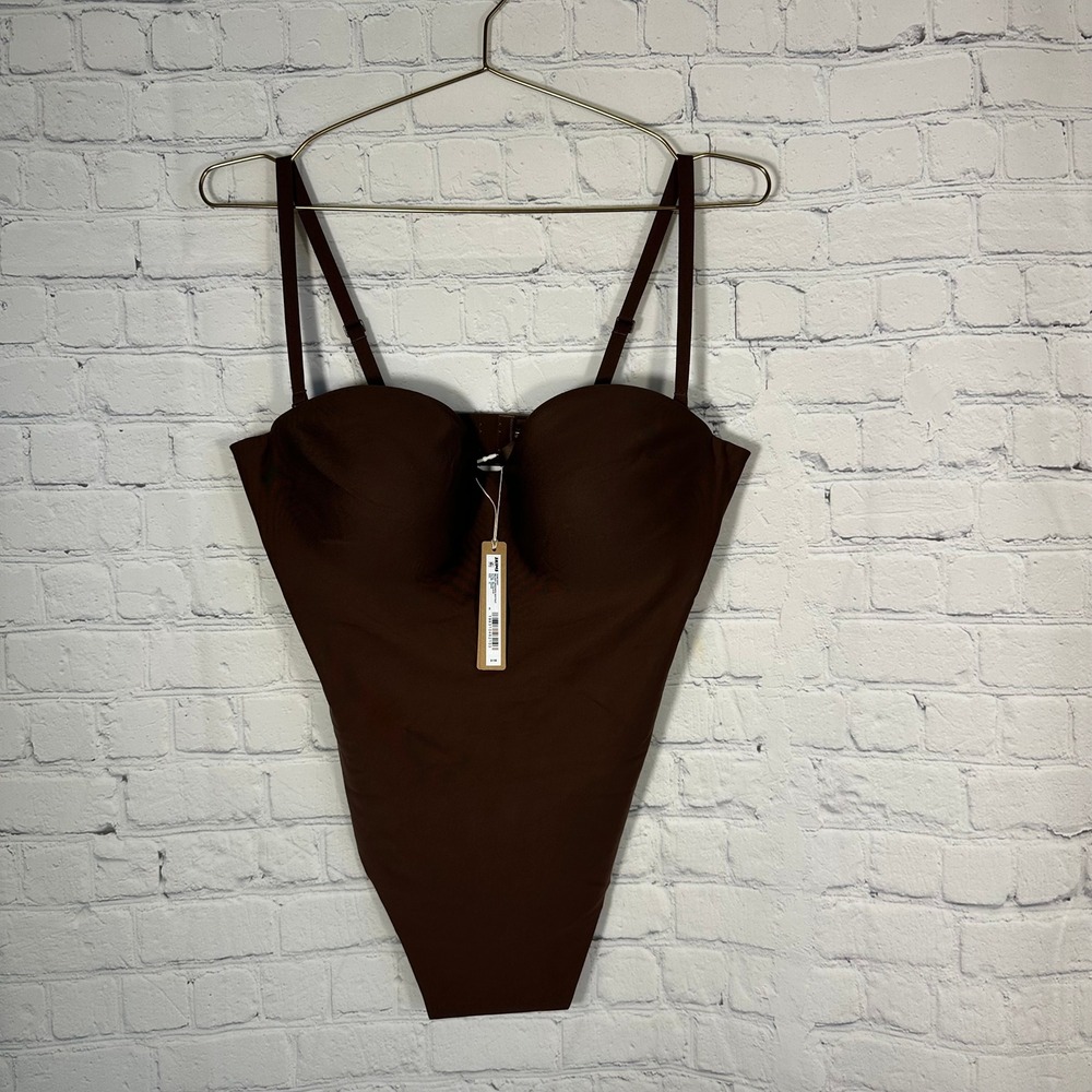 NEW SKIMS Body Molded Underwire Bodysuit Cocoa Brown Thong BD-THG-9104 XL